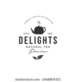 Premium quality organic tea leaf logo design. Logo for business, badge, herbal, and cafe.