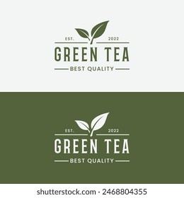 Diseño de logotipo de hoja de té orgánico de calidad Premium. Logotipo para negocios, insignia, hierbas y café.