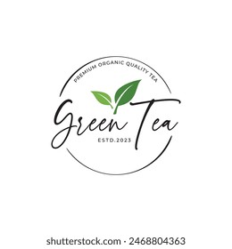 Premium quality organic tea leaf logo design. Logo for business, badge, herbal, and cafe.