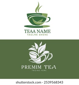 Diseño de logotipo de hoja de té orgánico de calidad Premium