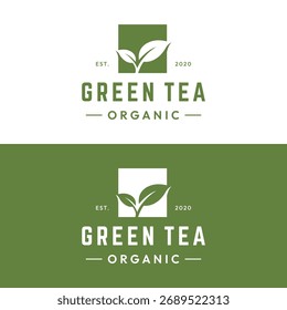 Premium quality organic tea leaf logo design. Logo for business, badge, herbal, and cafe.