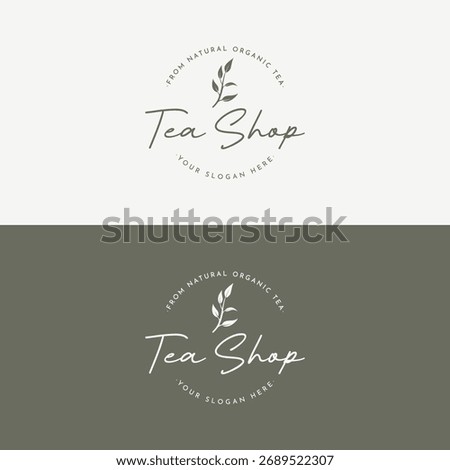 Premium quality organic tea leaf logo design. Logo for business, badge, herbal, and cafe.