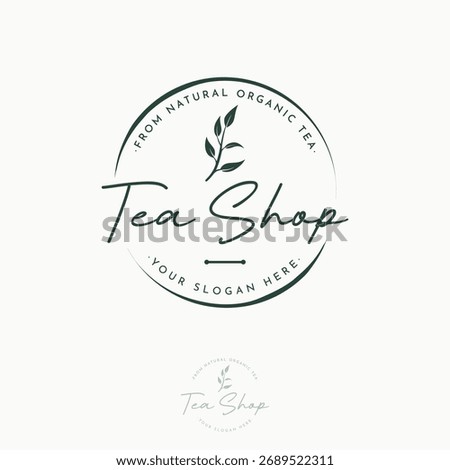 Premium quality organic tea leaf logo design. Logo for business, badge, herbal, and cafe.