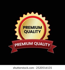 Premium Quality con logo Crown Flat dorado y rojo