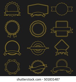 Premium quality outline labels collection over black background.