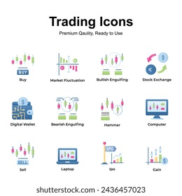 Premium quality pack of trading icons, ready to use and download