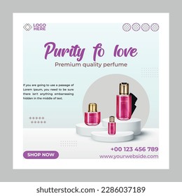 Premium quality Perfume- social media post template. Suitable for social media posts and web or internet ads. Vector illustration with Photo College.