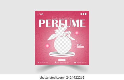 Premium quality Perfume social media post template design. Can use for Beauty and spa salon banner. cosmetics beauty products social media facebook and instagram square post banner design.