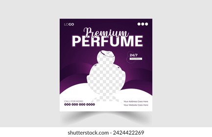 Premium quality Perfume social media post template design. Can use for Beauty and spa salon banner. cosmetics beauty products social media facebook and instagram square post banner design.