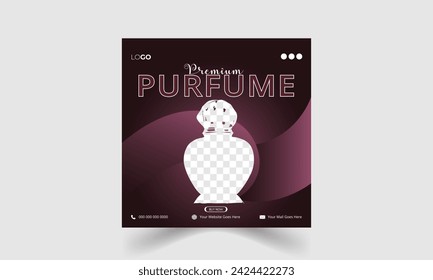 Premium quality Perfume social media post template design. Can use for Beauty and spa salon banner. cosmetics beauty products social media facebook and instagram square post banner design.