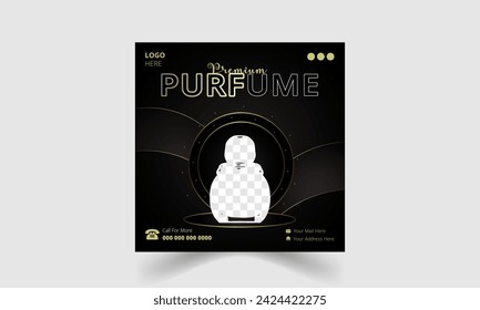 Premium quality Perfume social media post template design. Can use for Beauty and spa salon banner. cosmetics beauty products social media facebook and instagram square post banner design.