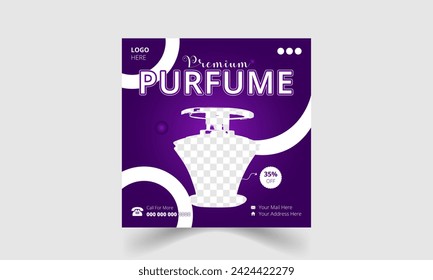 Premium quality Perfume social media post template design. Can use for Beauty and spa salon banner. cosmetics beauty products social media facebook and instagram square post banner design.