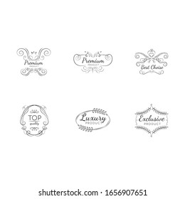 Premium quality pixel perfect linear icons set. Luxury products, service guarantee сustomizable thin line contour symbols. Exclusive goods badges isolated vector outline illustrations. Editable stroke