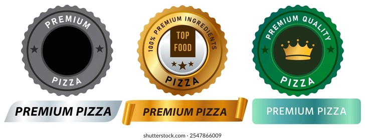 Premium qualidade Pizza cozinha italiana restaurante refeição menu propaganda refeição pizzaria Itália carimbo colorido emblema adesivo botão faixa faixa ícone design conjunto coleção