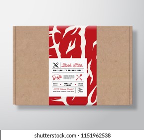 Caja de cartón de naves de cerdo de primera calidad. Contenedor de papel de carne vectorial abstracto con tapa de etiqueta. Diseño de empaquetado. Diseño moderno de fondo de silueta de cerdo dibujado a mano. Aislado.