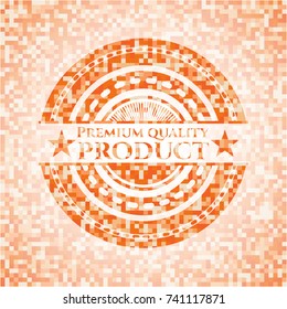 Premium Quality Product abstract emblem, orange mosaic background