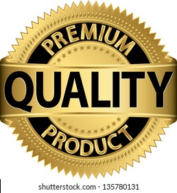 Premium quality product golden label, vector illustration