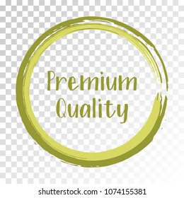 Premium quality products icon, goods package label in frame vector design. High quality goods, food, clothing logo, premium class products sign, stamp clip art, circle tag label, sticker, emblem.