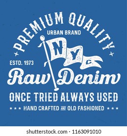 Premium Quality Raw Denim - Aged Tee Design For Printing