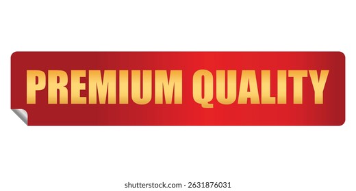 Premium quality red badge with gold elements. Best quality decorative sticker, label and emblem. Isolated on white background. Vector illustration