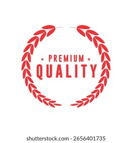 Selo de louro vermelho de qualidade premium no fundo branco etiqueta de vetor plana elegante
