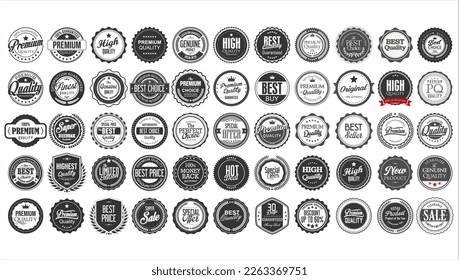 Premium quality retro vintage badges isolated on white background 