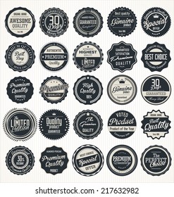 Premium, quality retro vintage dark blue labels collection