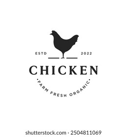 premium quality retro vintage organic farm chicken logo. design for badge, banner, business.