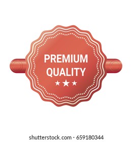 Premium Quality With Ribbon On White Background. Vector Illustration