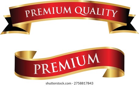 Premium quality and premium ribbons on white background