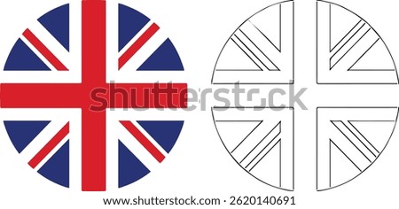 Premium quality round UK flag icon with official Union Jack colors – British flag circle symbol for web and design use.