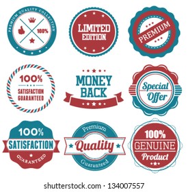 Premium Quality and Satisfaction Guaranteed Badges in Retro Style