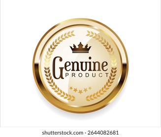 Premium quality satisfaction guaranteed golden badge on white background 