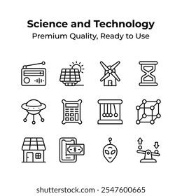 Premium quality science and technology icons in modern style