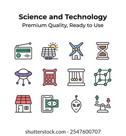 Premium quality science and technology icons in modern style