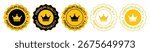 Premium quality seal or label flat icon. Premium Quality Vector Badge solid and outlined Set with Crown Icon in Gold and Black