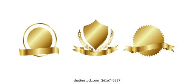 premium quality seal or label flat vector icon. gold color