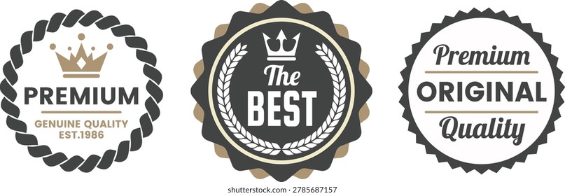 Premium quality seals showcasing genuine and original product endorsements