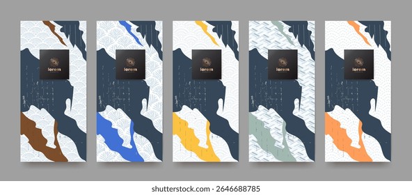 Premium quality seamless Japanese patterns with abstract brush forms and traditional cultural motifs. Perfect for packaging, branding, product design, and stationery.