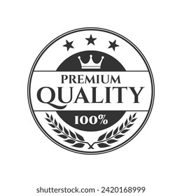 Premium Quality stamp, badge or logo. Best quality badge or seal with crown and stars. Vector illustration.