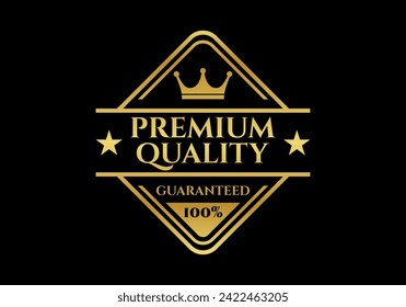 Premium Quality stamp, badge or logo. Best quality badge or seal with crown and stars. Vector illustration.