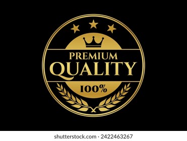 Premium Quality stamp, badge or logo. Best quality badge or seal with crown and stars. Vector illustration.