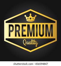 Premium quality stamp. Golden shiny genuine commerce Label/Badge (dark) for shop business promotion products