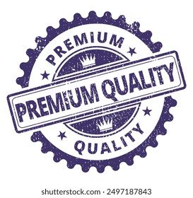 Sello de calidad premium redondo de tinta azul oscuro formato de Vector escalable