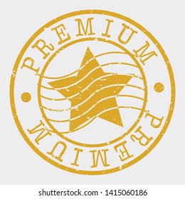 Premium Quality Stamp. Star Silhouette Seal. Round Design. Vector Icon. Design Retro Insignia.