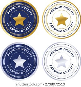 Premium Quality Star Badge Collection – Gold and Silver Certification Seal, Award Emblem, Guarantee Stamp Label Set