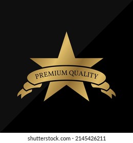 premium quality star and ribbon vector label design