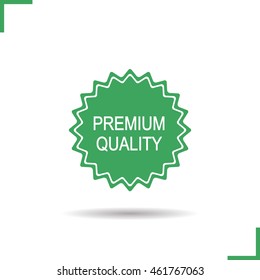 Premium quality sticker. Drop shadow green label. Online shop promotion banner. Isolated illustration. Product badge. Vector 