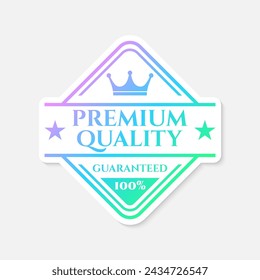 Premium quality sticker, logo or badge with gradient colors. Best quality icon or label with crown and stars. Vector illustration.