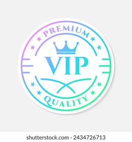 Premium quality sticker, logo or badge with gradient colors. Best quality icon or label with crown and stars. Vector illustration.